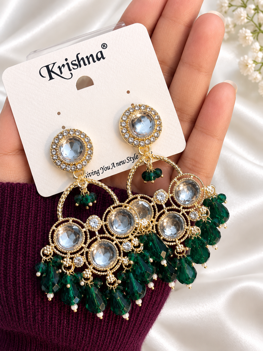 Crystal Chandbali Earrings