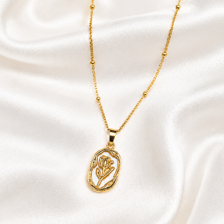 Anti-Tarnish Floral Pendant Neck Chain for Women & Girls