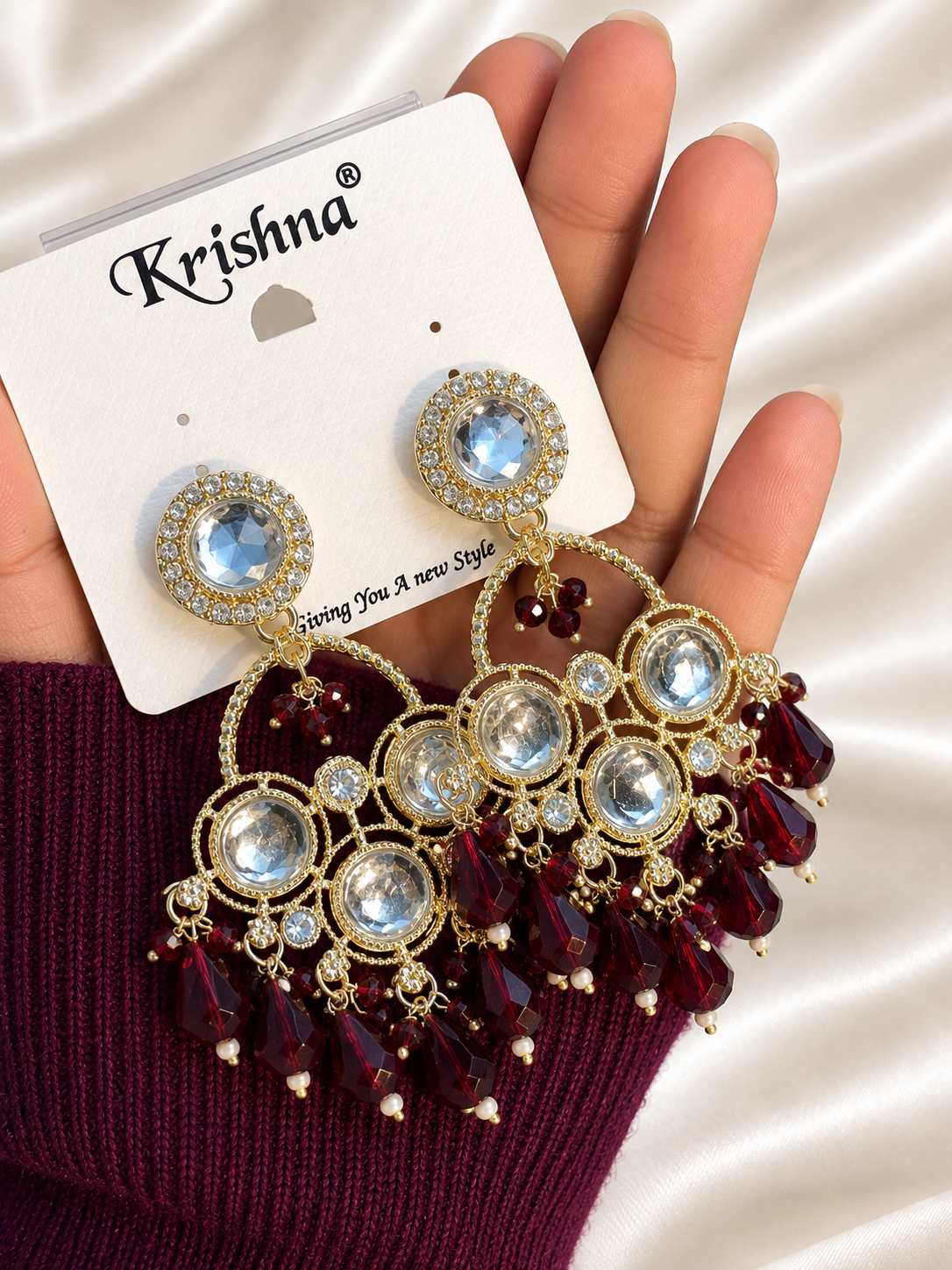 Crystal Chandbali Earrings