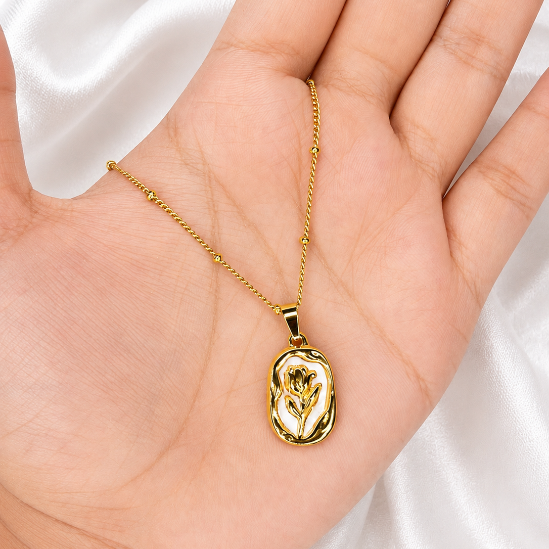 Anti-Tarnish Floral Pendant Neck Chain for Women & Girls