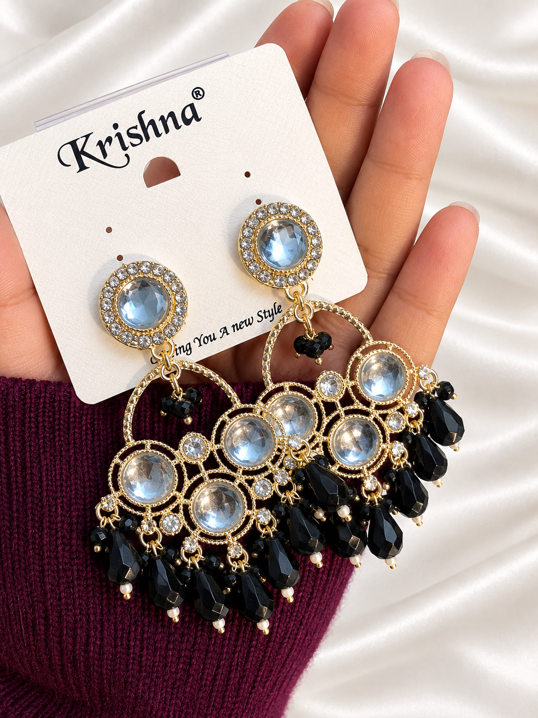 Crystal Chandbali Earrings